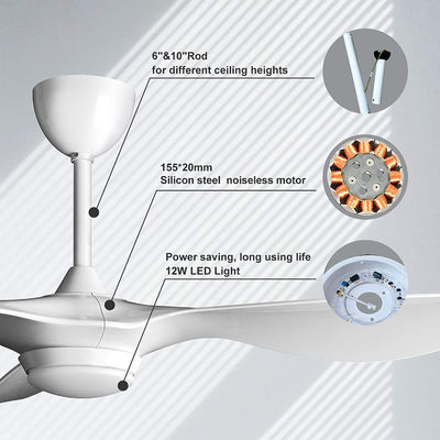 Lüks Modern Aydınlık 72w Tavan Vantilatörü Led Işık Gövde Lambası Metal Motor Anahtarı