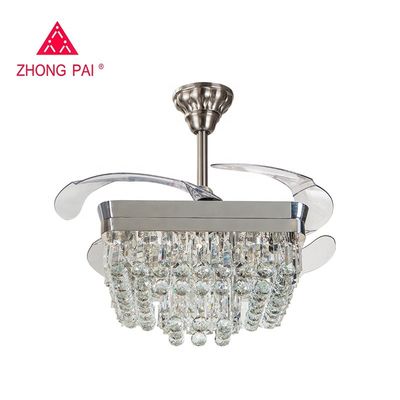 Çağdaş 110v 110W Geri Çekilebilir Bıçaklı Tavan Fanı Avize Santi Nikel Renk