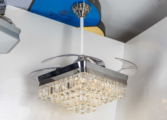 Çağdaş 110v 110W Geri Çekilebilir Bıçaklı Tavan Fanı Avize Santi Nikel Renk