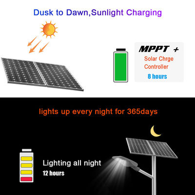 Hepsi Bir Arada 14000lm 30W 80W LED Güneş Enerjili Sokak Lambası 18V direk montajı