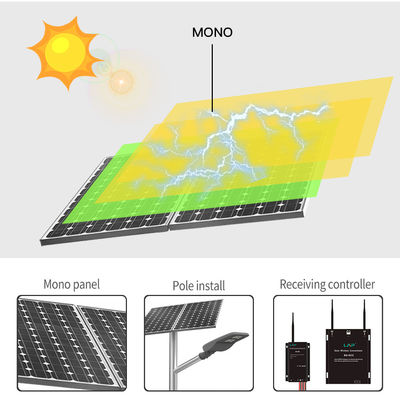 Hepsi Bir Arada 14000lm 30W 80W LED Güneş Enerjili Sokak Lambası 18V direk montajı