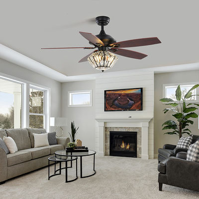 120V 52Inch 5 Metal Bıçaklı Mat Siyah Tavan Fanı, Salon Kapalı İçin Uzaktan Kumandalı
