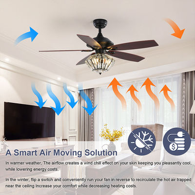 120V 52Inch 5 Metal Bıçaklı Mat Siyah Tavan Fanı, Salon Kapalı İçin Uzaktan Kumandalı