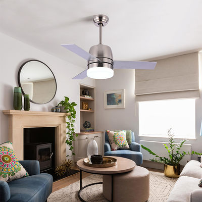 Hafif 36 İnç ile İskandinav Tarzı 65W 3000K Modern Fırçalı Nikel Tavan Fanı
