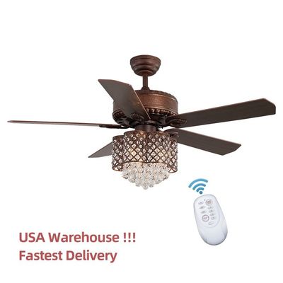 Yemek Odasında 52Inch Uzaktan Kumanda 120V Modern Kristal Tavan Lambası