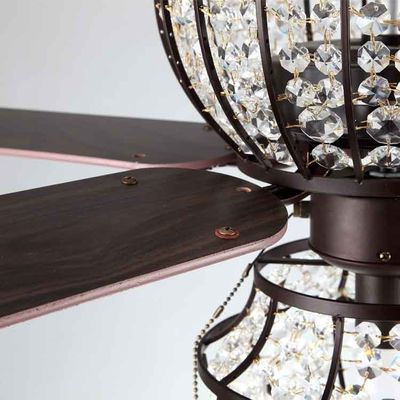 Lüks 6000LM 48 İnç 1220MM Avize Kristal Tavan Vantilatörü Oturma Odası İçin Işık