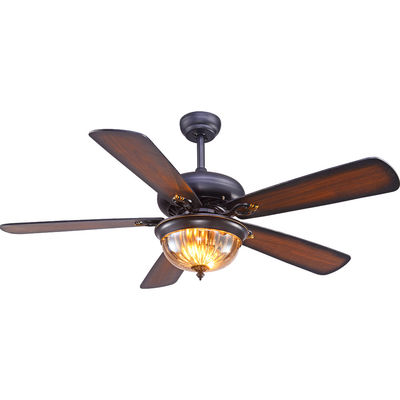 Westing Evleri 52cm 110AC Siyah Kristal Tavan Vantilatörü Işığı 5 Bıçaklı 3 Abajur