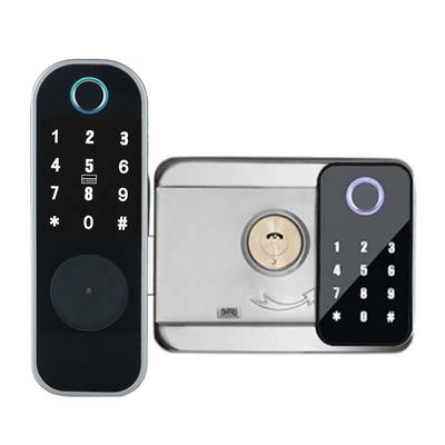 Ttlock Tuya APP Demir Kapı Gümüş Siyah İçin Çift Taraflı Parmak İzi Kilidi