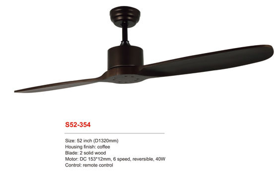 52 "Katı Ahşap Güç 220v DC Motor Kahve Uzaktan Kumandalı Tavan Fanı Işığı