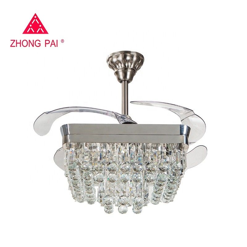 Çağdaş 110v 110W Geri Çekilebilir Bıçaklı Tavan Fanı Avize Santi Nikel Renk