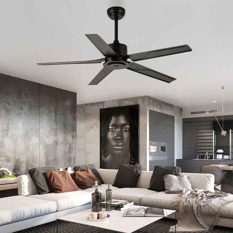 Loft Tarzı 52 İnç 110VAC Metal Bıçak Kaide Tavan Fanı Zaman Ayarı RF Uzaktan Kumanda