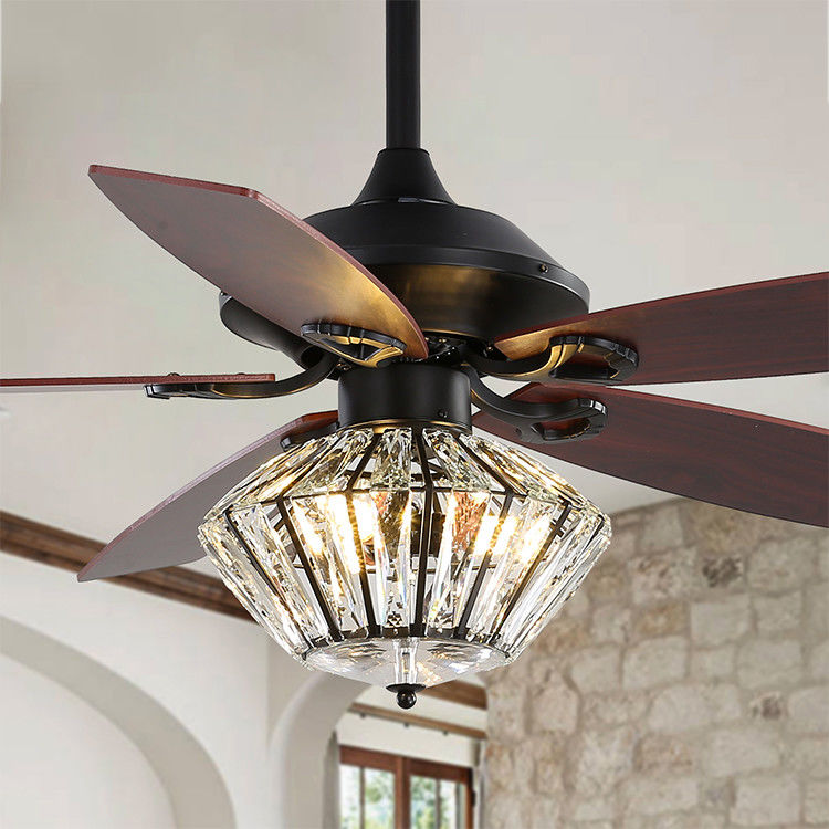 120V 52Inch 5 Metal Bıçaklı Mat Siyah Tavan Fanı, Salon Kapalı İçin Uzaktan Kumandalı