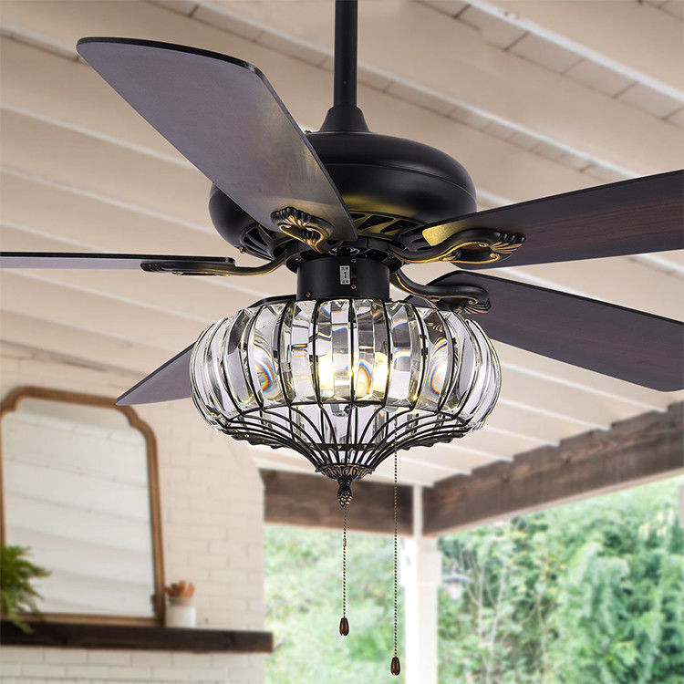 Yüzey Montaj 120V 65W Endüstriyel Tavan Vantilatörü Işık / 52 İnç 5 Bıçaklı Tavan Fanı